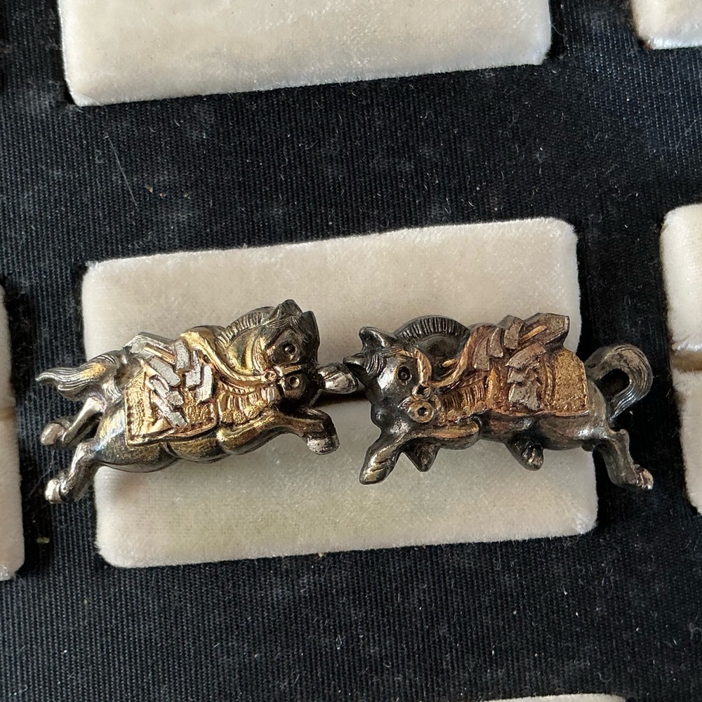 Vintage Japanese Warrior Horse Cuff Links